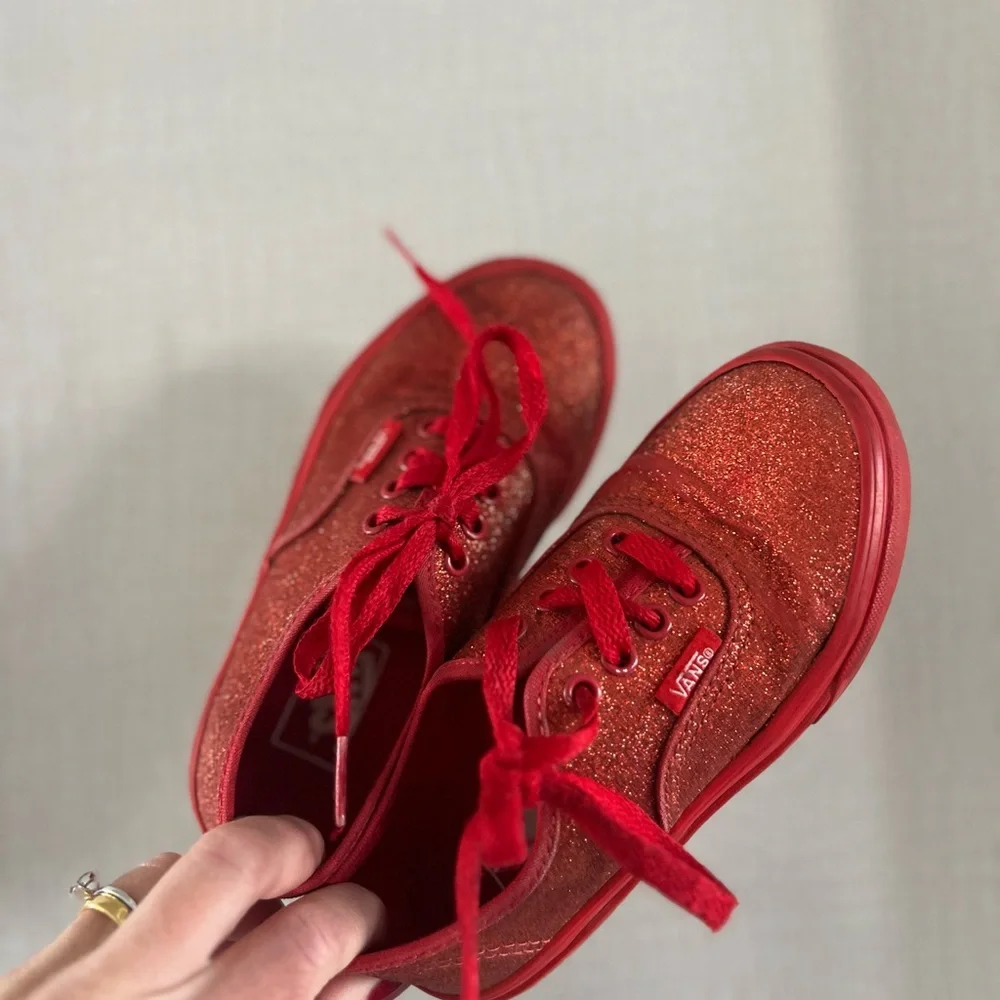 Vans Kids Sparkling Red Sneakers - Picture 3 of 5